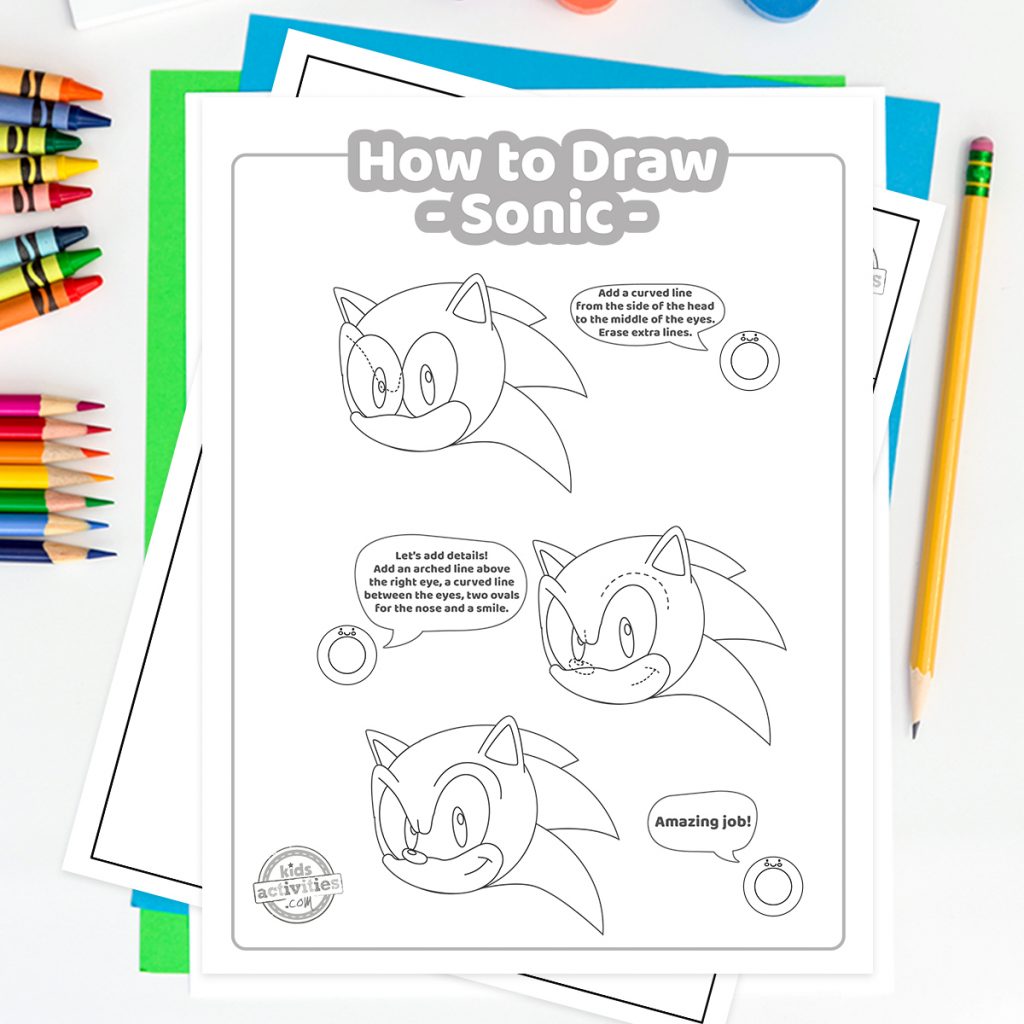 How To Draw Sonic The Hedgehog Printable Tutorial Kids Fashion
