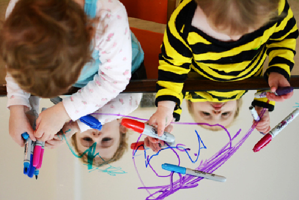 Process art for preschoolers using a mirror  from Meri Cherry - Kids Activities Blog
