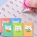 magic Practice Copybook, Reusable Writing Practice Book, for Preschool Kids Age 3-8 ​Calligraphy 7.8in×5.5in(5 Books with Pens)