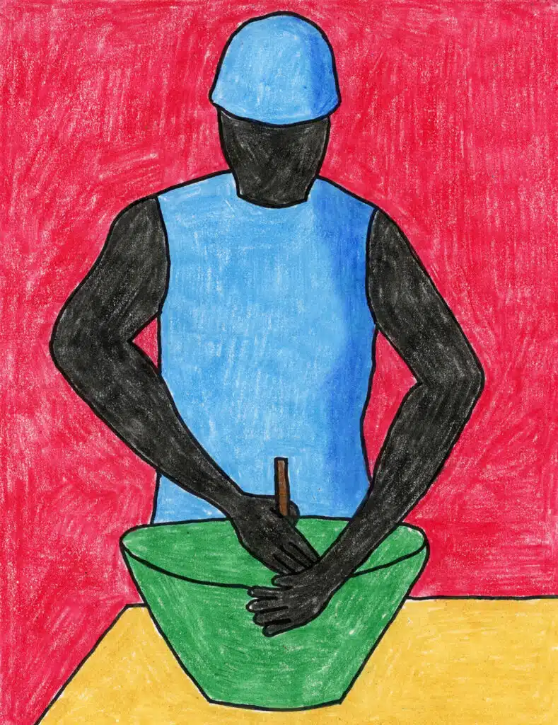 A Jacob Lawrence art project, made with the help of an easy step by step tutorial. 