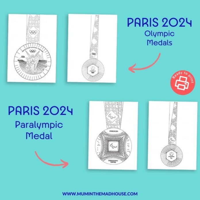 Paris 2024 Paralympic and Olympic Medals to Color or Design Your Own